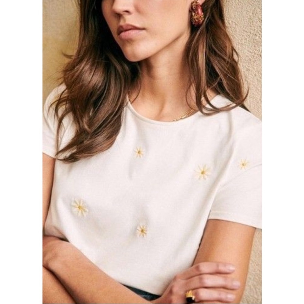 SEZANE Evan flower t-shirt short sleeve top size large
